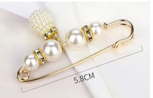 Булавка с жемчугом, 5,8см, золото, белый, шт. Булавки