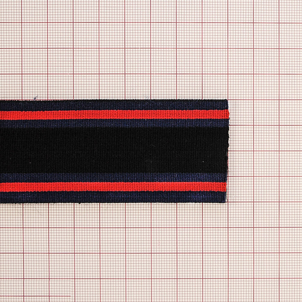 Резинка Полосы 4см, черный, красный, темно-синий, 50ярд. Резинка