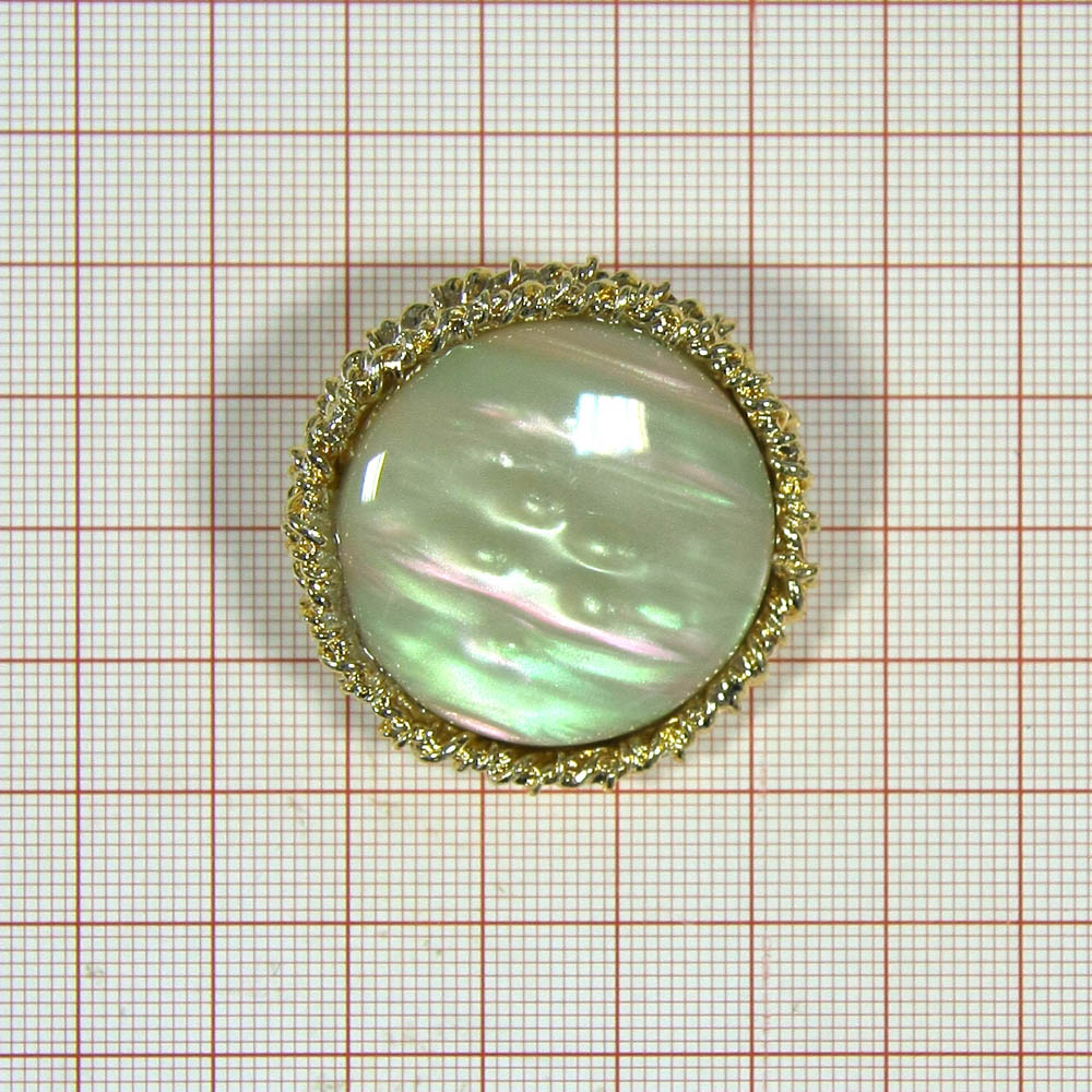 Украшение стеклянное  3279669 /пуговица/ GOLD, белый перламутровый камень. Пуговица Декор