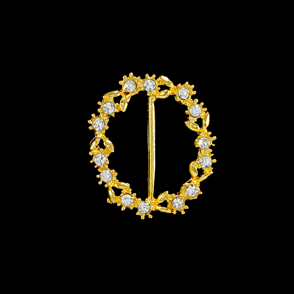 Укр. стекл. 7553 GOLD перетяжка овал 2,5см, шт. Перетяжка металл со стразами