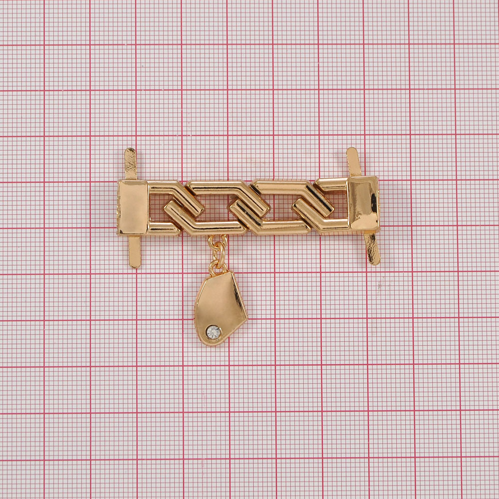 Краб металл Звенья с подвеской Левый 55*35 GOLD, белый камень, шт. Крабы Металл Геометрия Декор