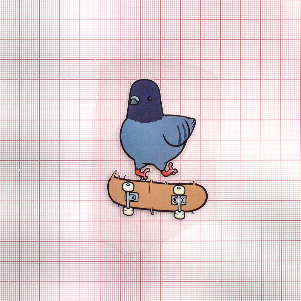 Термоаппликация Голубь на скейте, 7*5см,  серый, бежевый, розовый, шт. Термопереводки Детские