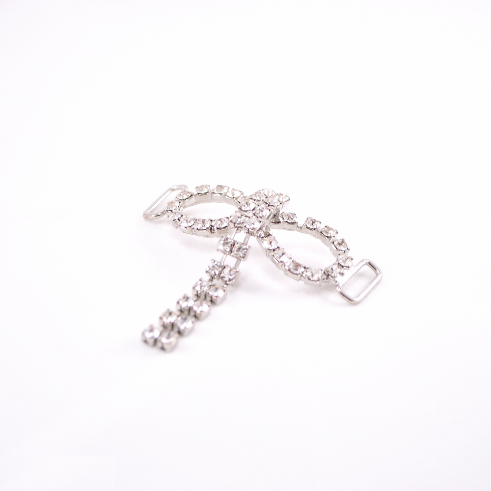 Украшение стеклянное перетяжка NIKEL 2 капли*12 камней, 4 пары, подвеска 6 пар. Перетяжка металл со стразами