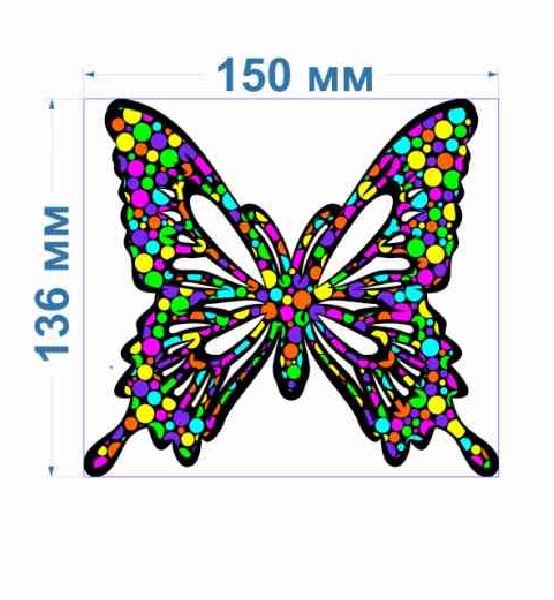 Аппликация клеевая тканевая Бабочки шарики №1-2 (средняя) 15*13,6см, атлас + клеевая, шт. Аппликация клеевая