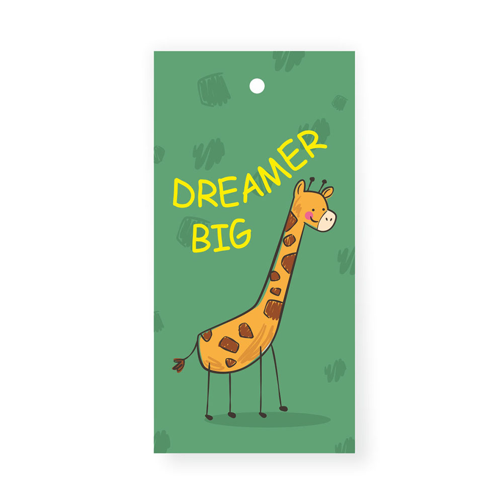 Этикетка бумажная Big Dreamer (жираф) 40*80мм, глянцевая ламинация /обычный картон 250гр/, шт. Этикетка бумага