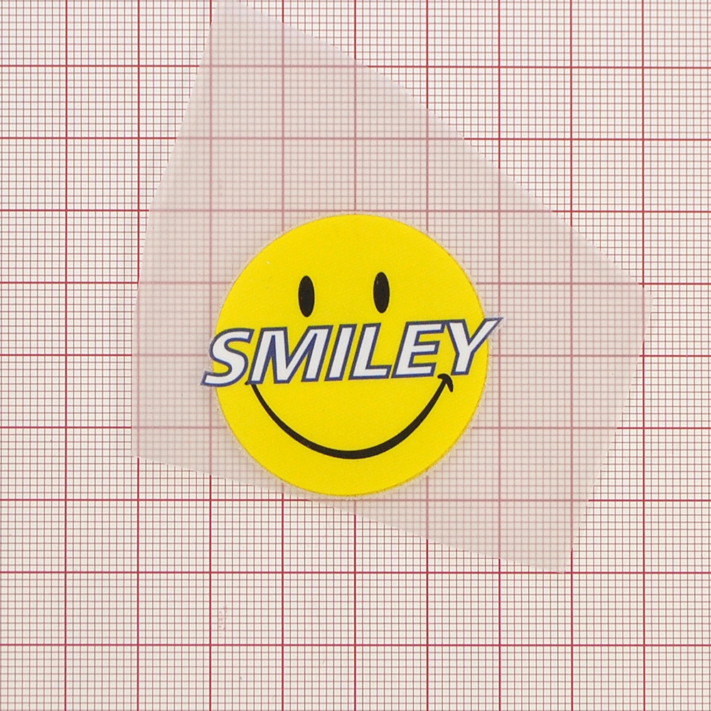 Термоаппликация SMILEY, 4*4,2см, белый, желтый, черный, шт. Термопереводки Ассорти