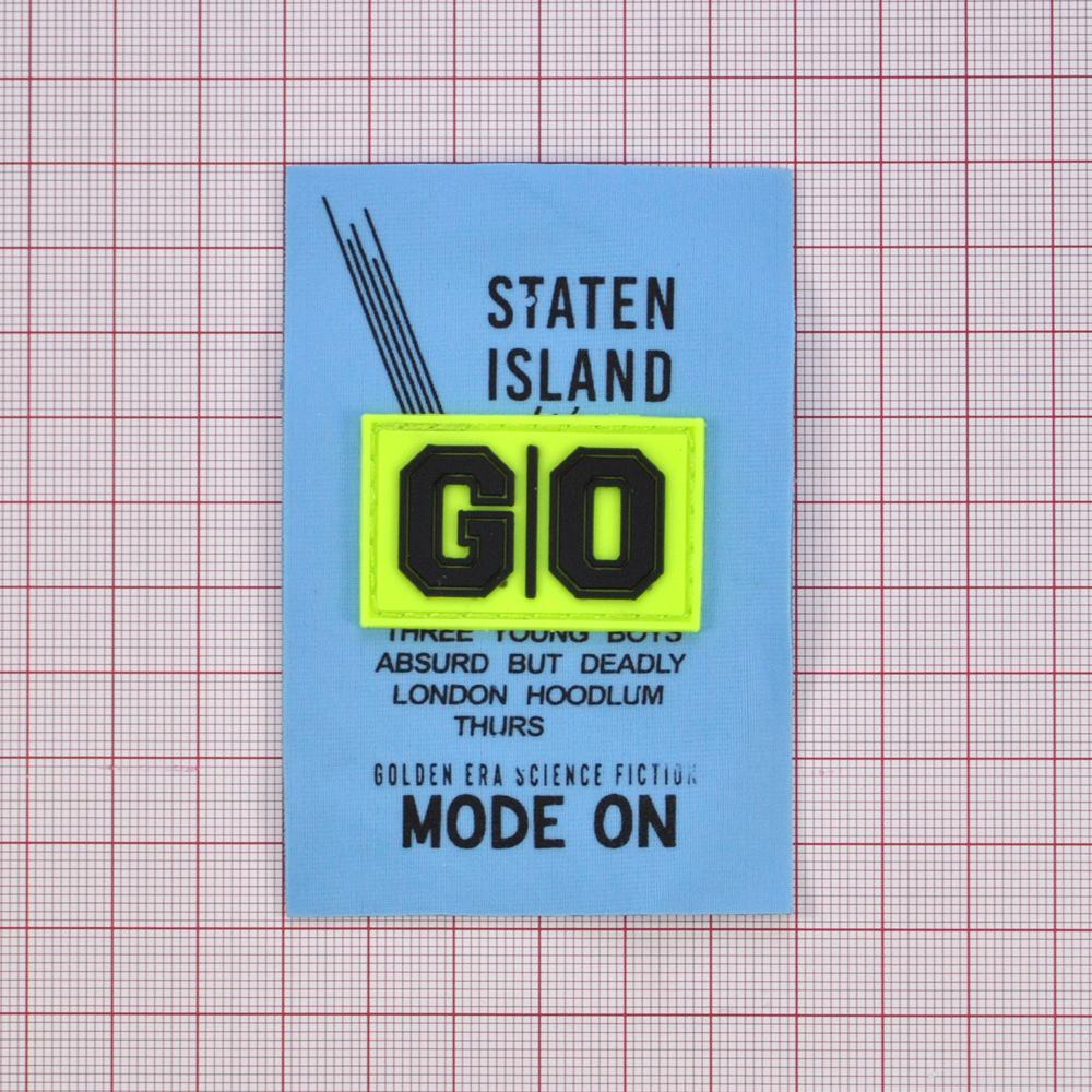 Лейба ткань и резина GO, 5,7*9см, черный, синий, салатовый, шт. Лейба Ткань