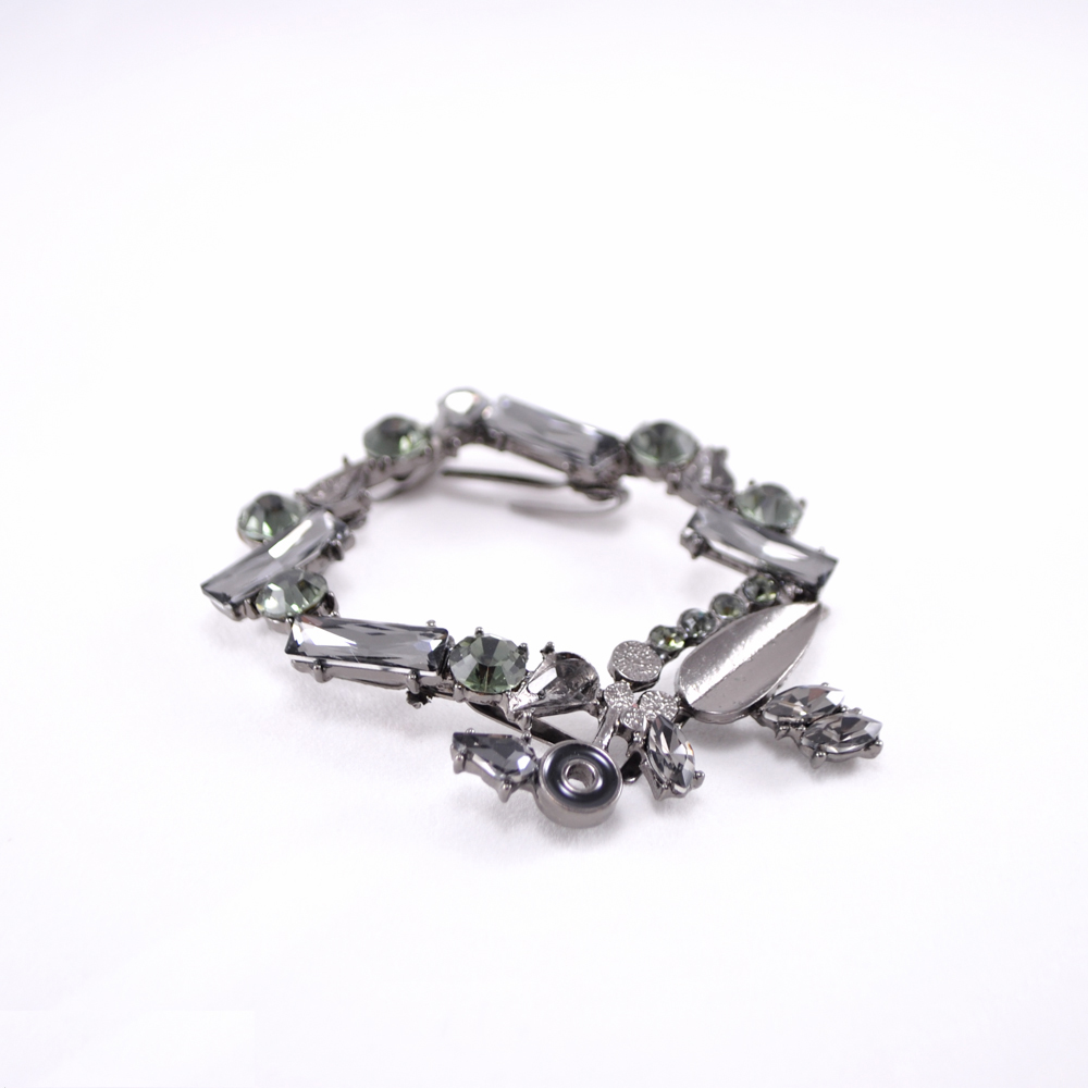 Украшение стеклянное краб Петля Левая 7*5см BN, камни black diamond, черная эмаль. Крабы Металл Геометрия Декор