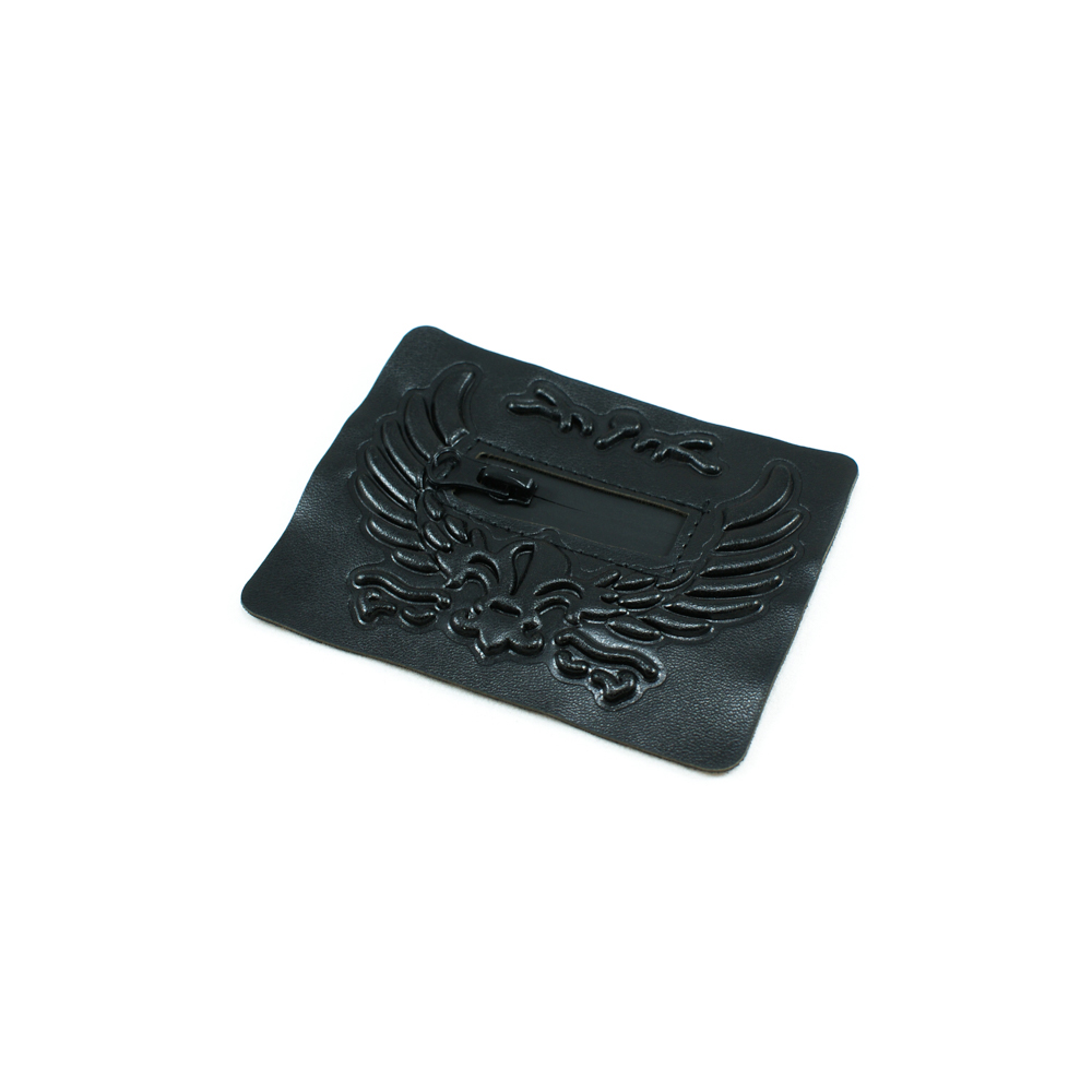 Аппликация пришивная кожзам Орел карман прямоугольный, змейка 7*9см черный, шт. Нашивка Кожзам
