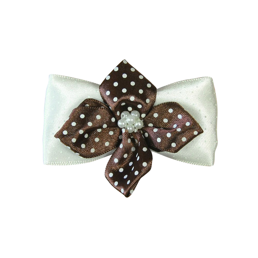 Аппликация декор обувная GF-145 бело-коричн. бантик Цветок, шт. Аппликации Пришивные Цветы Банты