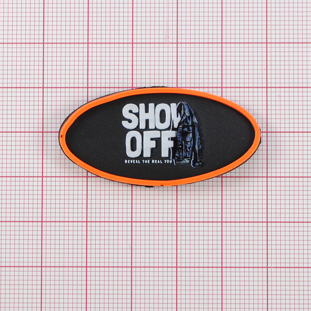Лейба рез Show Off 4,5*2,2см, овал, чёрн., оранж., бел., шт. Лейба Резина