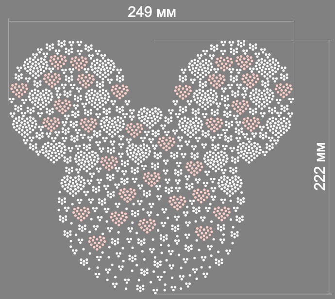 Аппликация из страз Микки, 24,9*22,2cм, SS6 белый 32585, SS6 фиолетовый 32588, шт. Аппликация клеевая