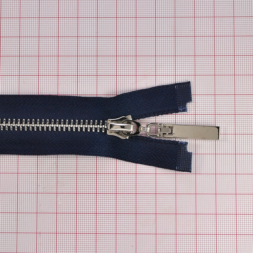 Змейка металлическая №5 80см О/Е NIKEL, синяя ткань, односторонняя, шт. Змейка Металл