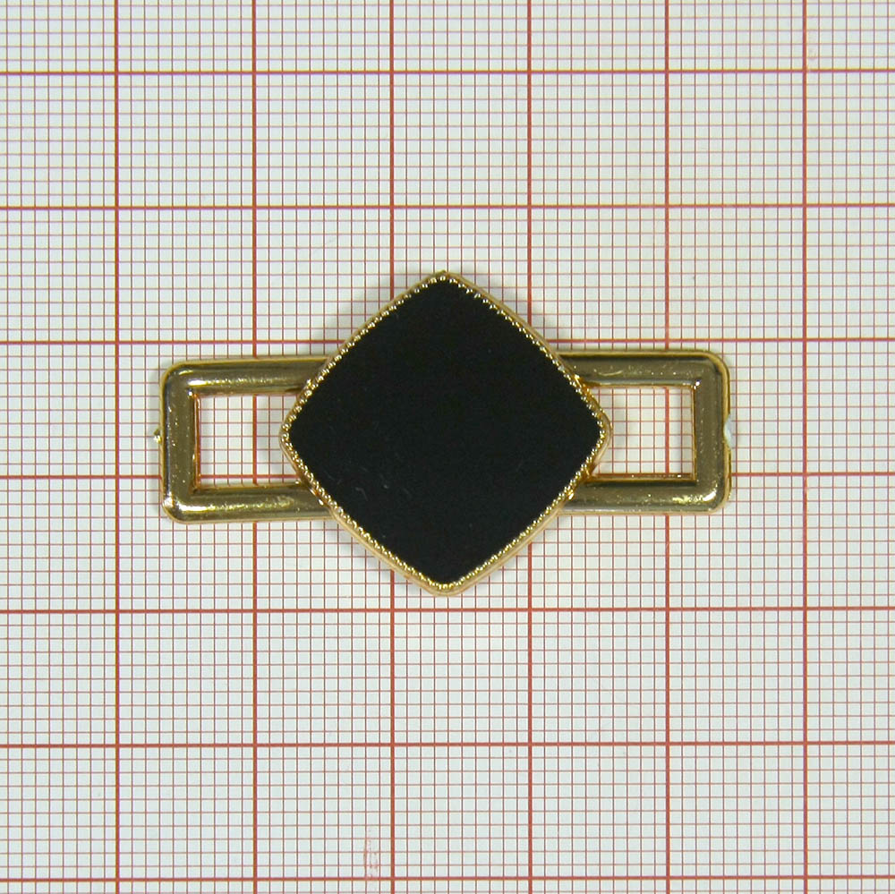Перетяжка пластик 2078 Ромб 42*23мм GOLD, черная эмаль, шт. Перетяжка пластик