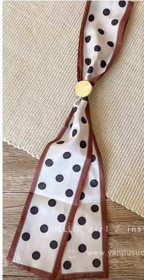 Шарф тканевый, горох, 88см, белый, черный, красный, шт. Украшения