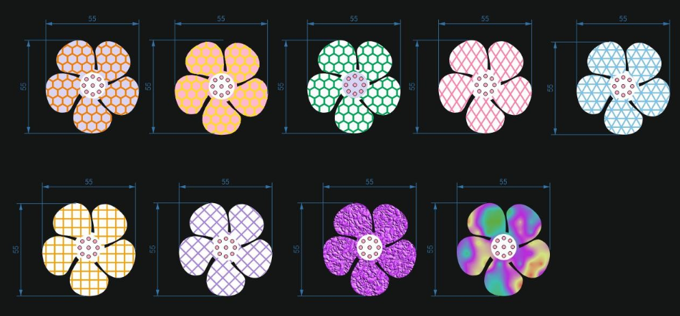 Аппликация композит, клеевая, Цветок, 5,5см, цвета в ассортименте, SS6 голубой хамелеон 62612, сублимация, королевский атлас, лазер, шт. Аппликация композит