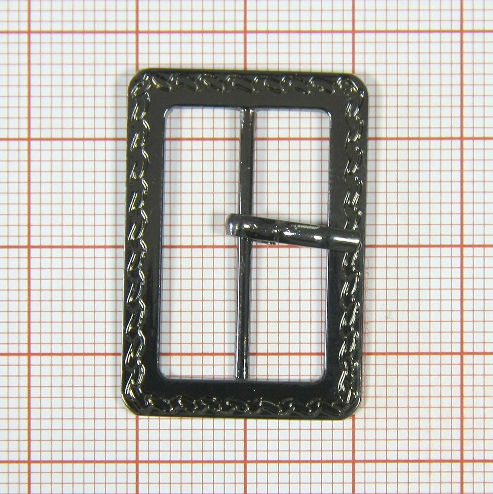 Пряжка металл 21003-1 прямоугольная 2,5см BLACK NIKEL Орнамент. Пряжка