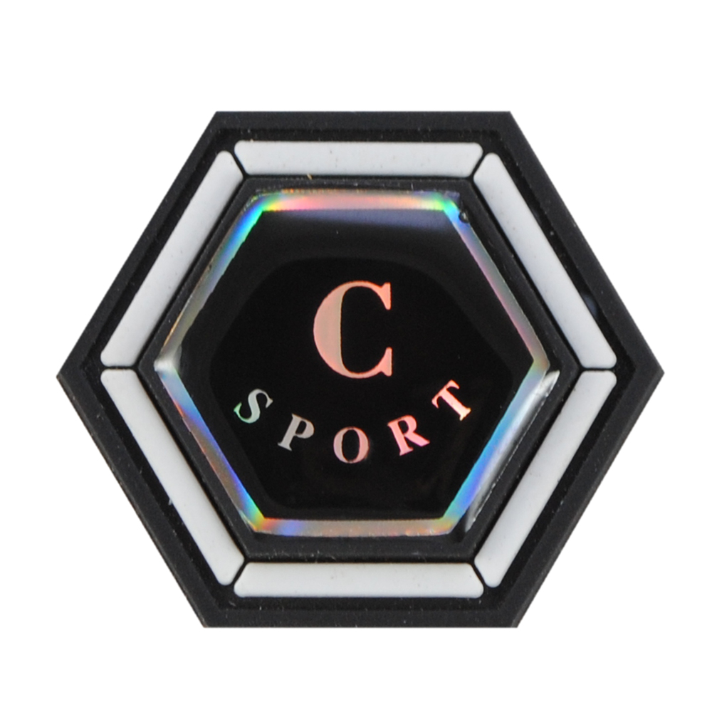 Лейба резина и пластик "C" Sport, 2,5*2,5см, черный, серебро, белый, голограмма, шт. Лейба Резина