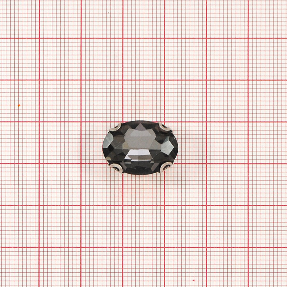 Стразы пришивные в металле, овал, 1,3*1,8см, black diamond, шт. Стразы пришивные в металле