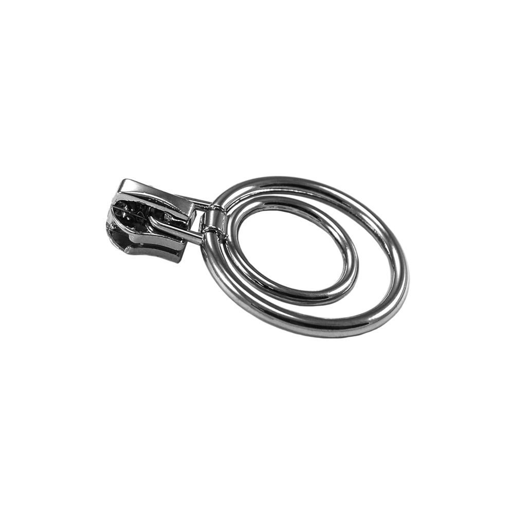 Бегунок металл №5 с подвеской 50*33мм, 2 кольца, никель, шт. Бегунок