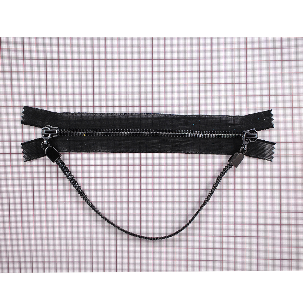 Змейка металлическая, органза, №5 18см, черный, никель блек, шт. Змейка Металл