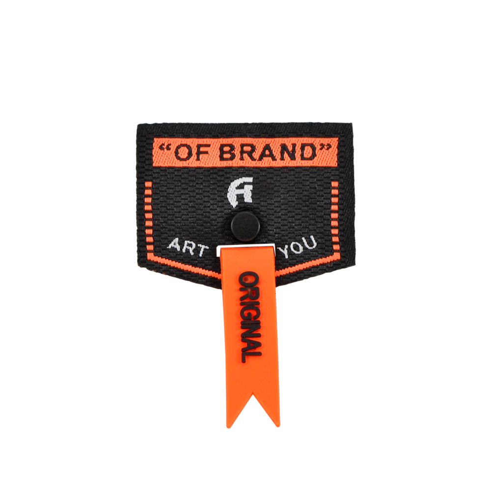 Лейба тканевая с резиновой подвеской OF BRAND, 3.5*4,55см, черный, белый, оранжевый, шт. Лейба Ткань