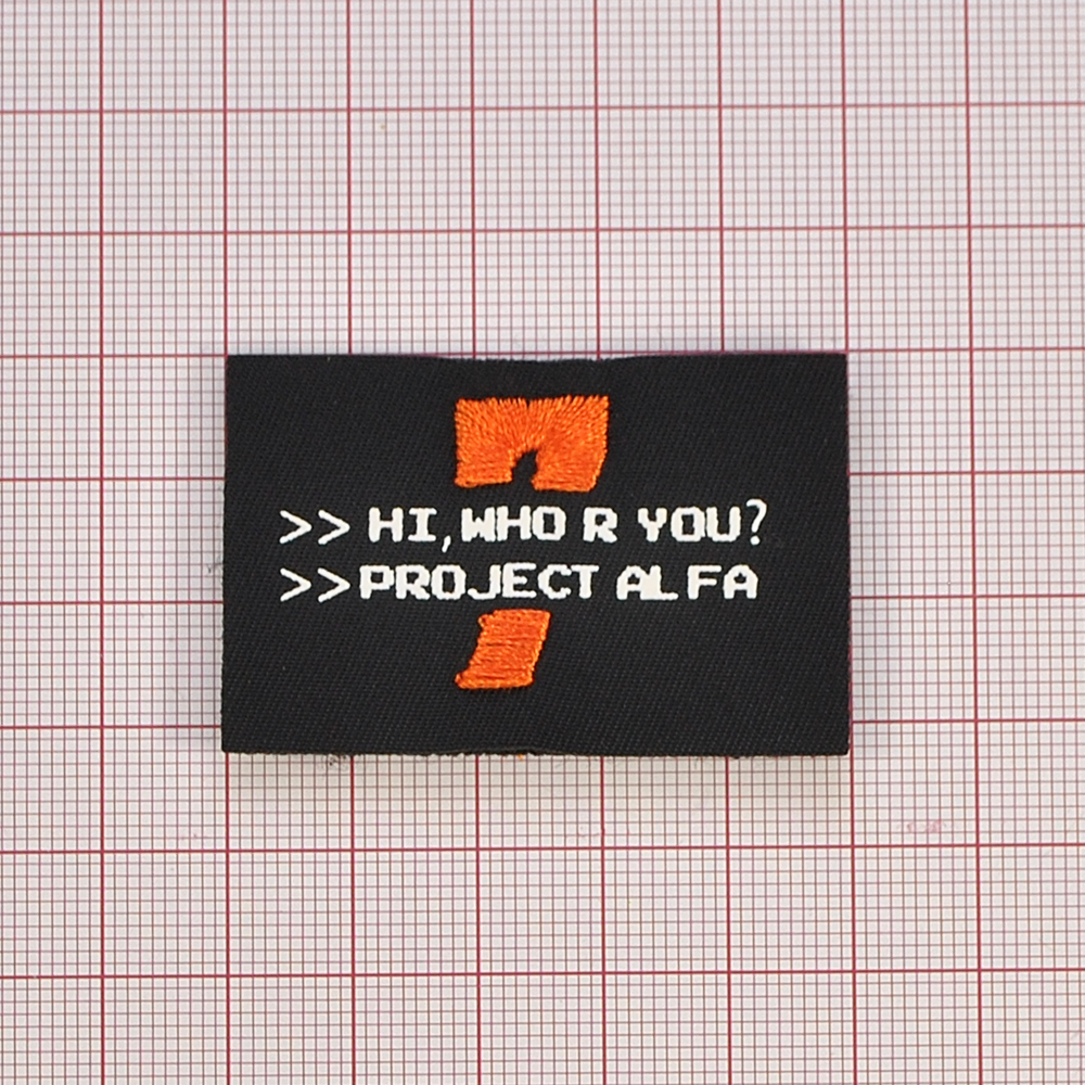 Лейба тканевая Project Alfa, 3*5см, черный, белый, оранжевый, шт. Лейба Ткань