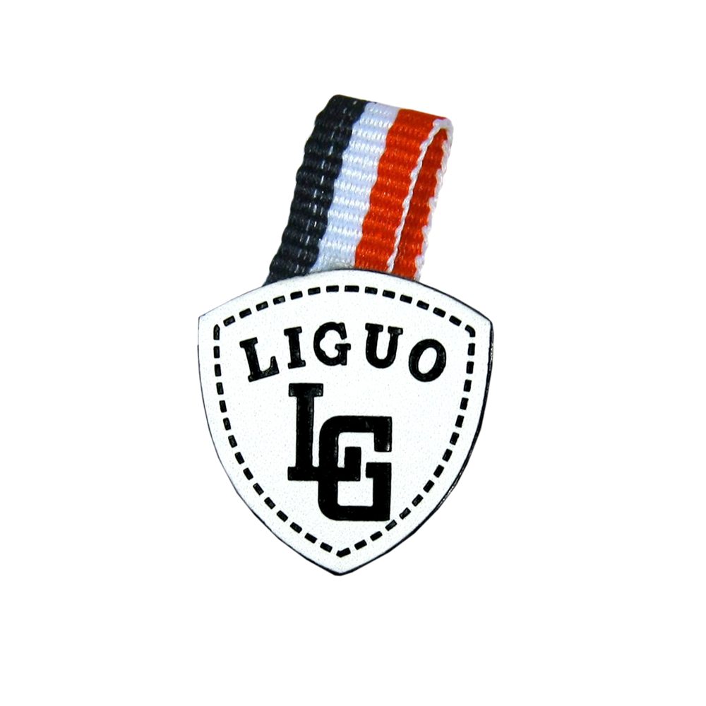 Лейба кожзам Liguo LG 25*31мм белая, черный, тесьма. Лейба Кожзам
