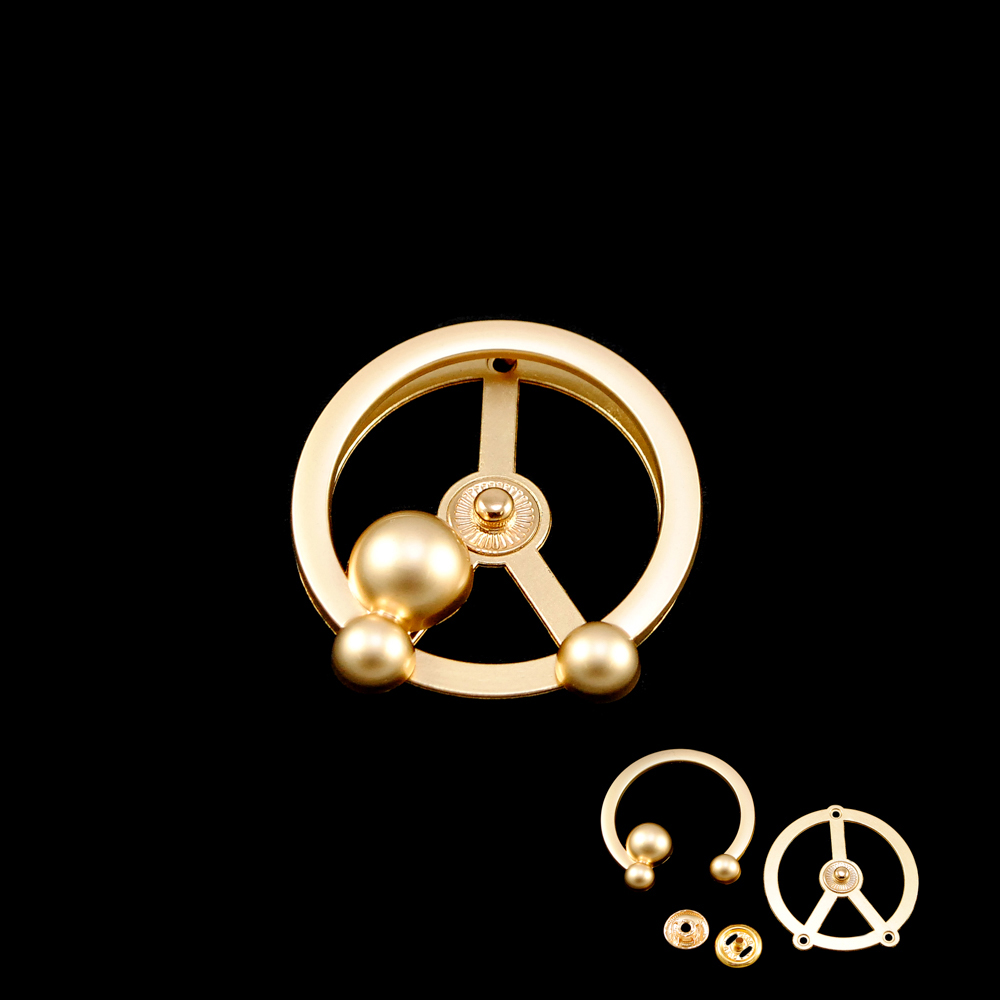 Кнопка металл кольцо с бусинами, матовое золото, 55мм, шт.. Кнопка металл