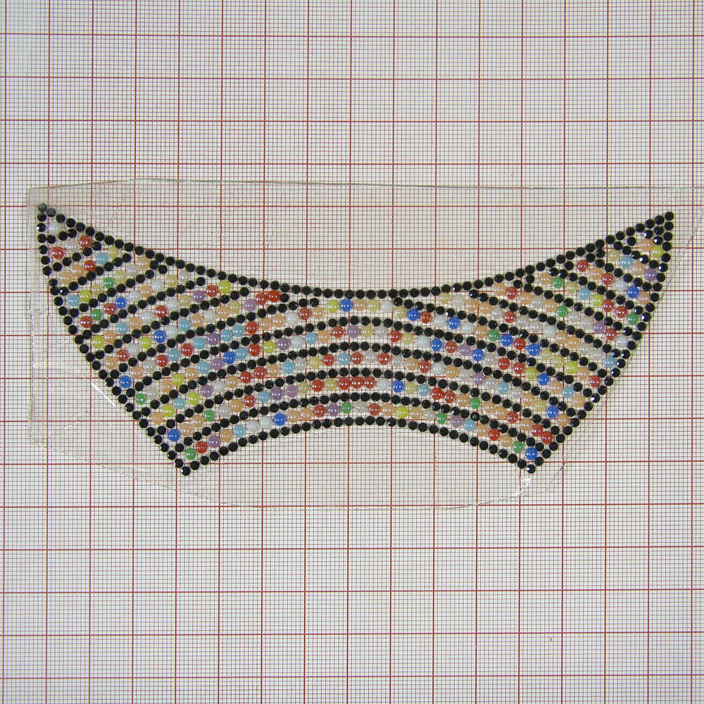 Аппликация клеевая стразы Манжет полосы 65*145мм цветной жемчуг 2,2мм, черные камни 2мм, шт. Аппликации клеевые Стразы комб.