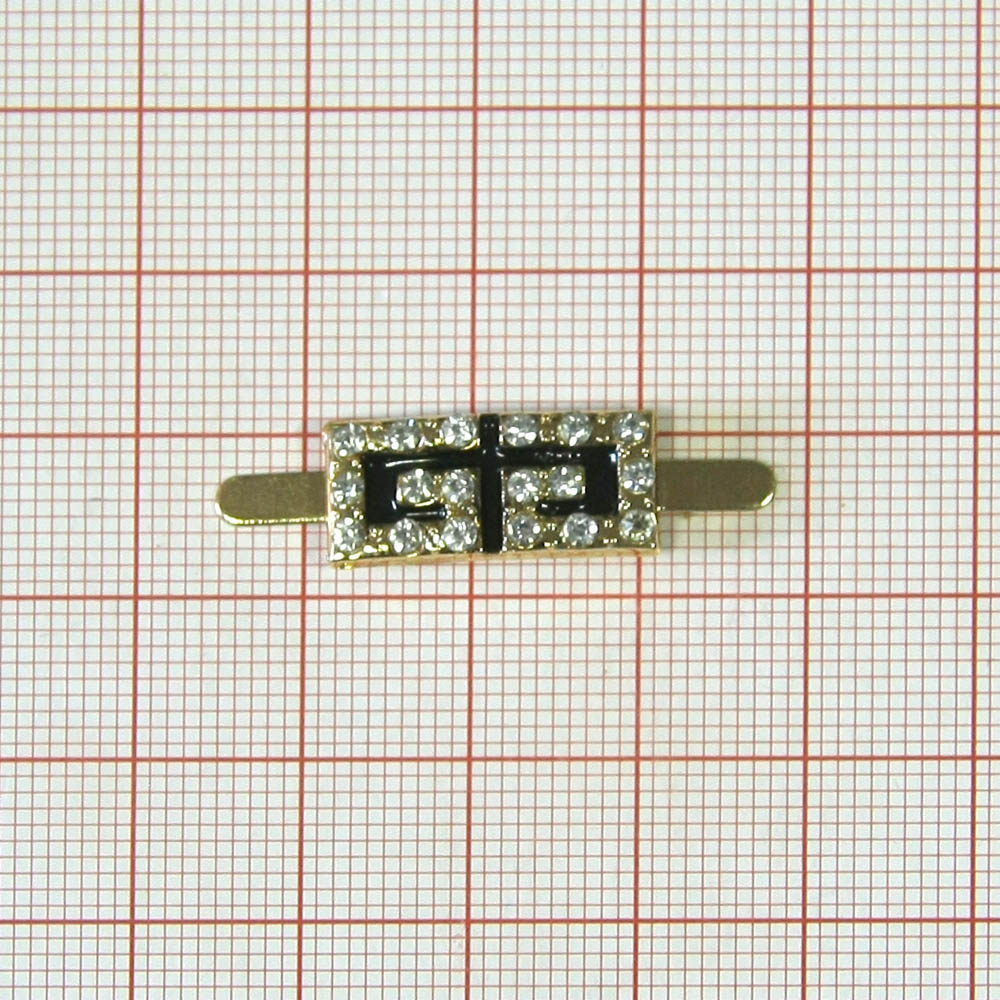 Краб металл B12682 Ф 20*9мм GOLD, белые камни, черная эмаль . Крабы Металл Геометрия Декор