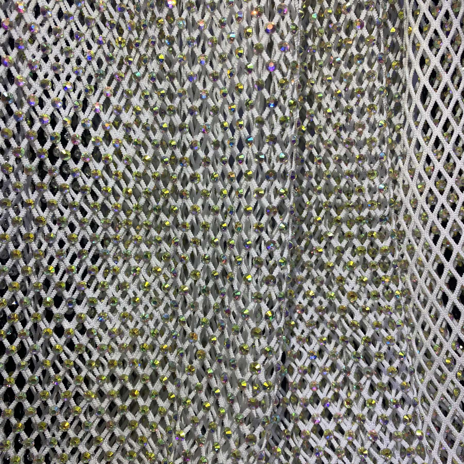 Сеть со стразами SS12, 50*100см белая+AB (хамелеон), шт. Сеть со стразами