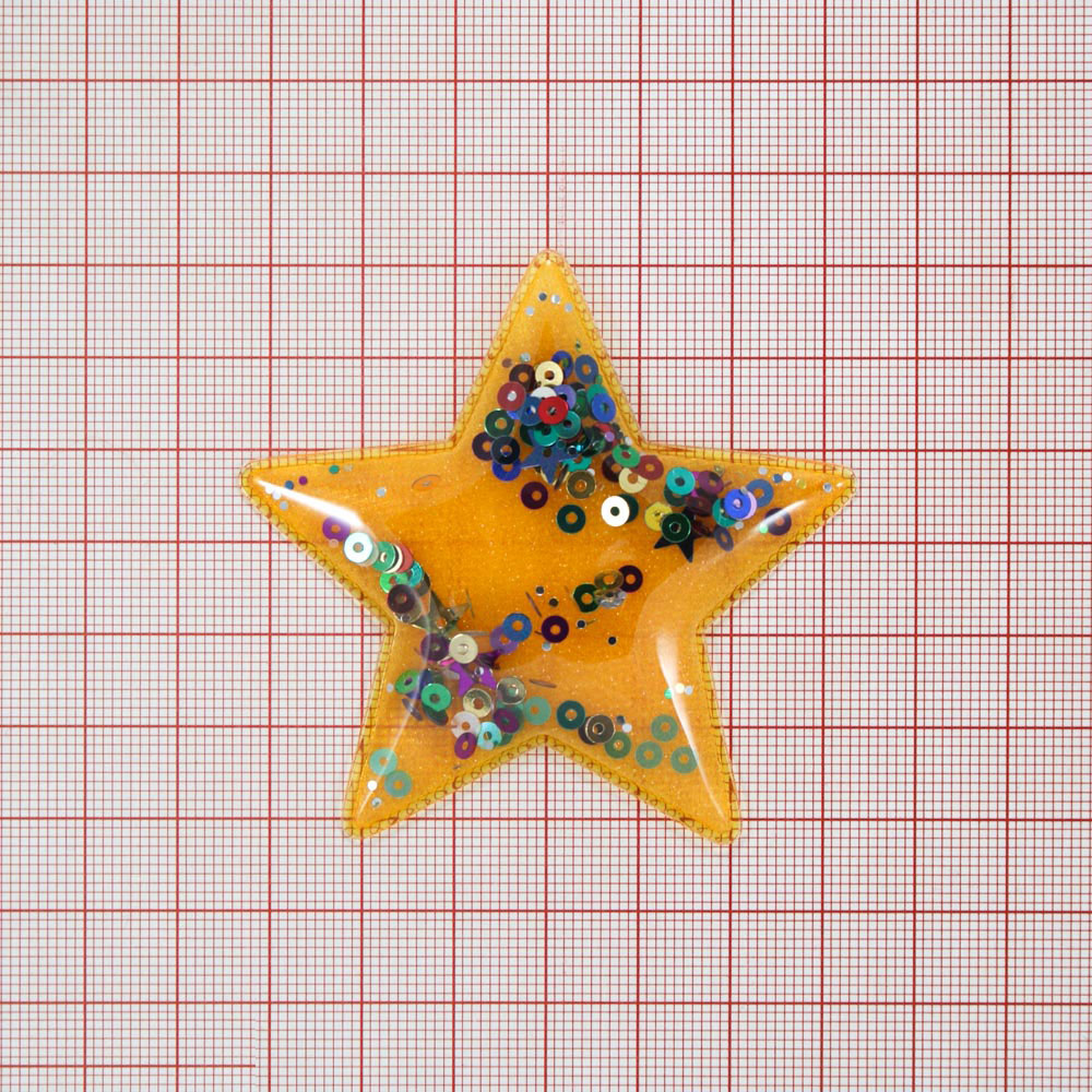 Аппликация клеевая силиконовая Аквариум Звезда 6,7*6,7см желтый, шт. Аппликации клеевые Резина, Силикон