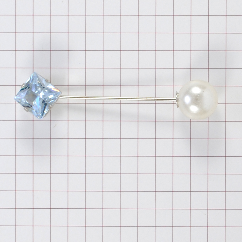 Булавка кристал и жемчуг 6*1,3см nikel, белый жемчуг, шт. Булавки