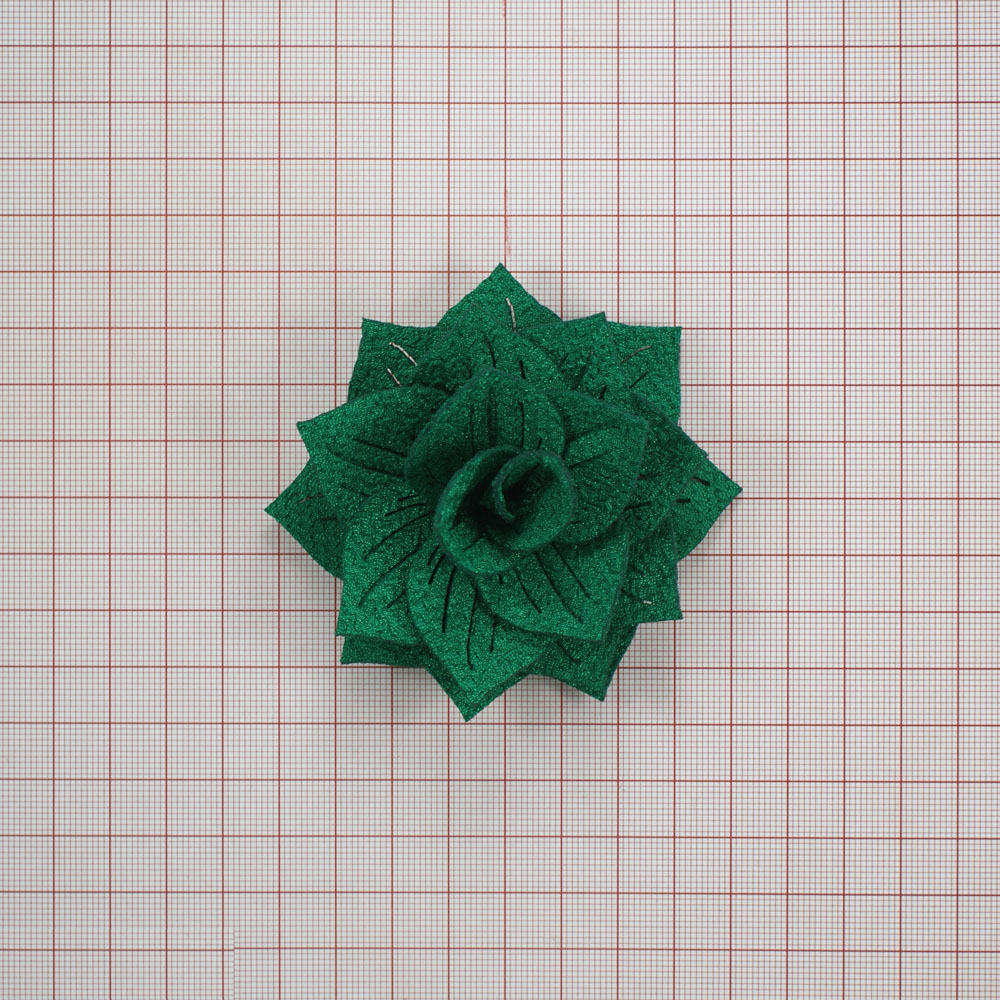 Аппликация декор Зеленый цветок 8см, зеленый. Аппликации Пришивные Цветы Банты