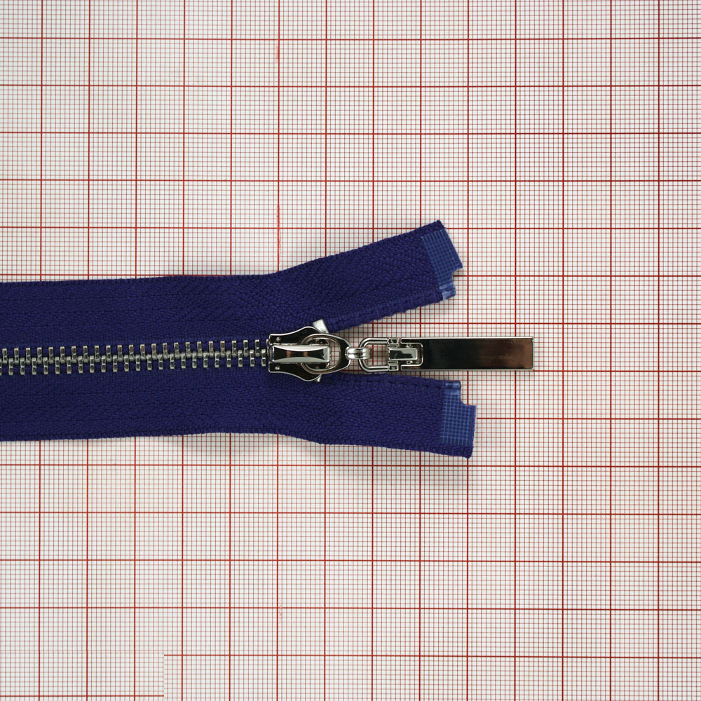 Змейка металлическая. №5 85см, О/Е, Nickel и темно-фиолетовая ткань, шт. Змейка Металл