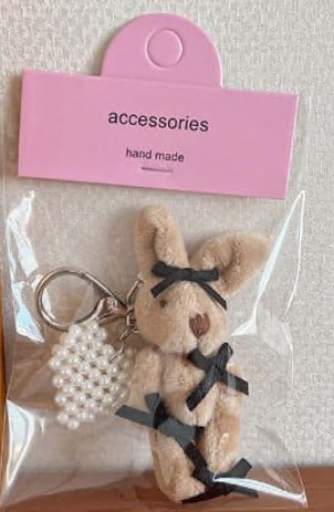 Брелок Заяц, 5*8,3см, никель, бежевый, черный, жемчуг, шт. Подвески