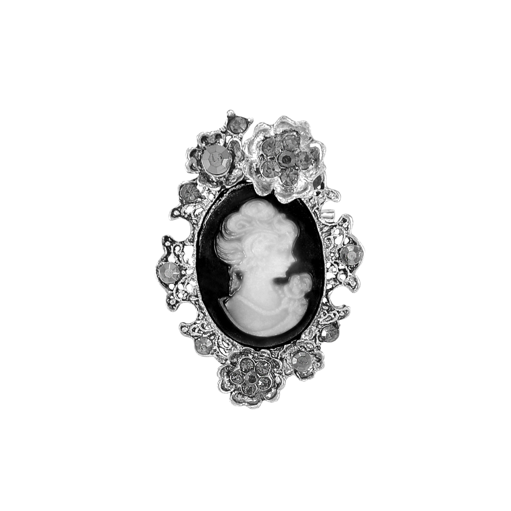 Брошь Елизавета old silver, серый, серые камни, шт . Броши
