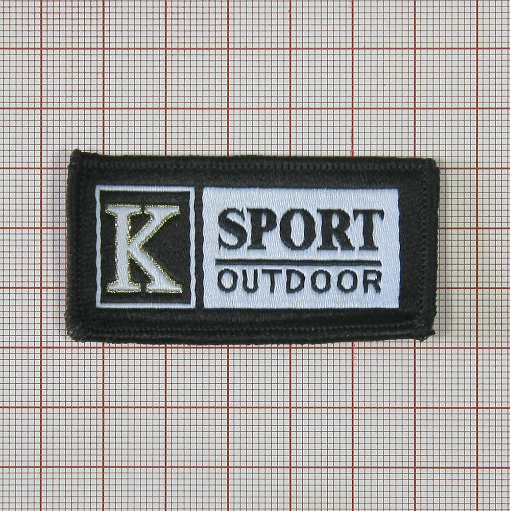 Нашивка тканевая A16 K Sport outdoor 5,9*3,2мм черно-белая, шт. Нашивка Вышивка, Ткань