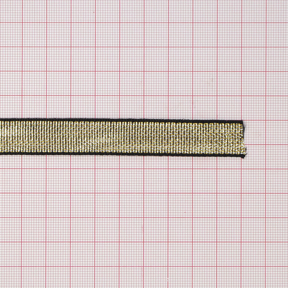Тесьма люрекс 1,5см, черная основа и люрекс золото с серебром, 50ярд. Тесьма