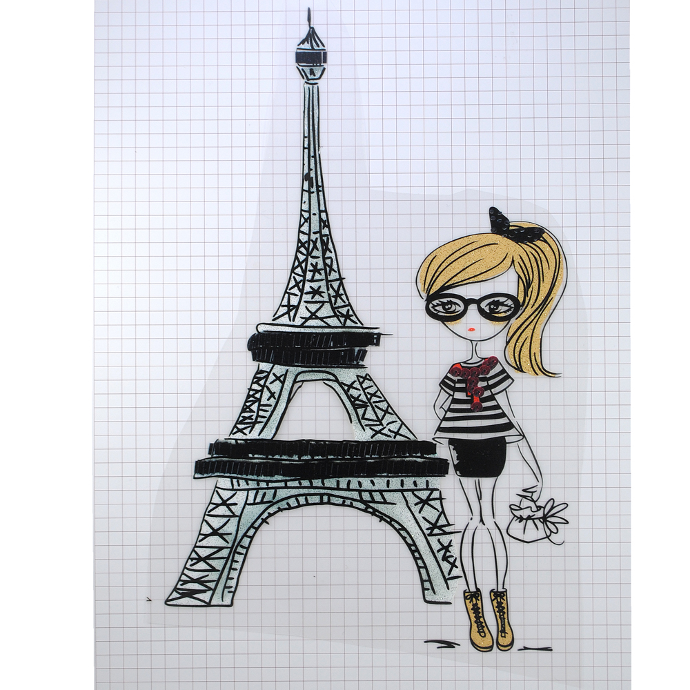 Термоаппликация Девочка Парижанка 15*24см цветная, шт. Термопереводки Детские