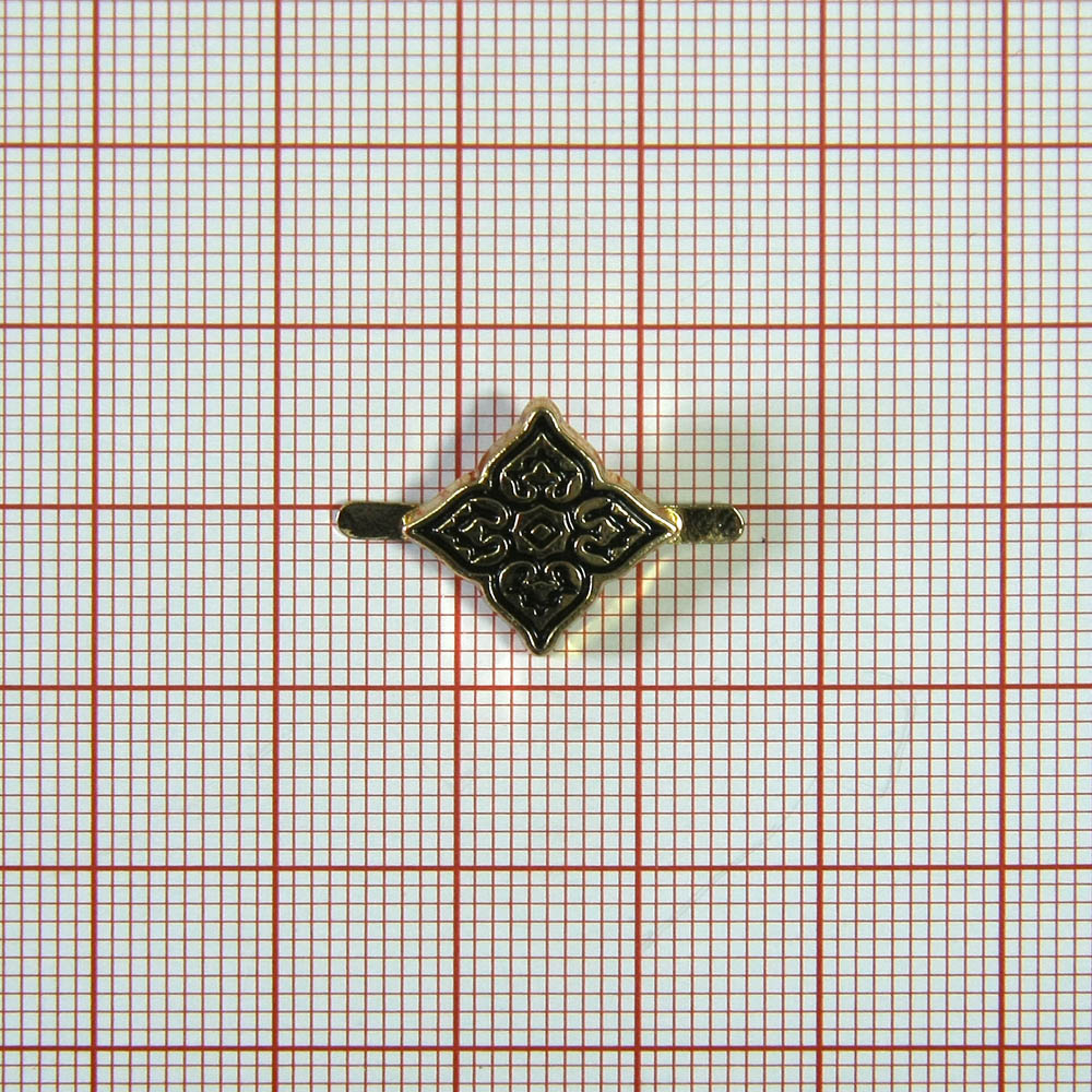 Краб металлический Цветок-кельтский 15*14мм GOLD, черная эмаль. Крабы Металл Геометрия