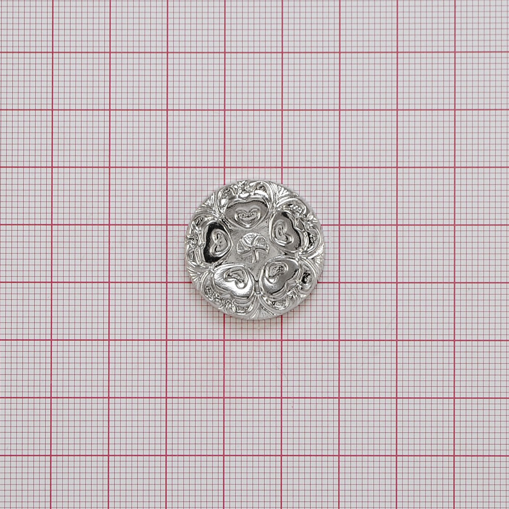 Пуговица TR-1070-40 Сердечки NIKEL 24мм. Пуговица металлизированная