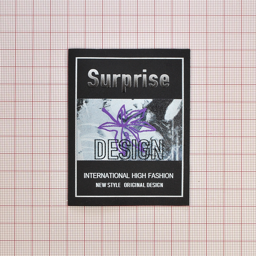 Лейба тканевая SURPRISE, 9*7см, черный, белый, фиолетовый, серый,  шт. Лейба Ткань
