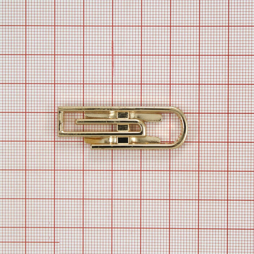 Краб металлический Скрепка левая 45*15мм GOLD, шт. Крабы Металл Геометрия