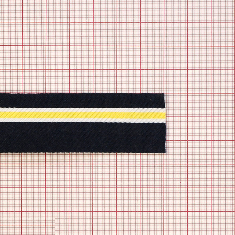 Тесьма тканевая пришивная 2,5см, желтый, белый, темно-синий, 50ярд. Тесьма