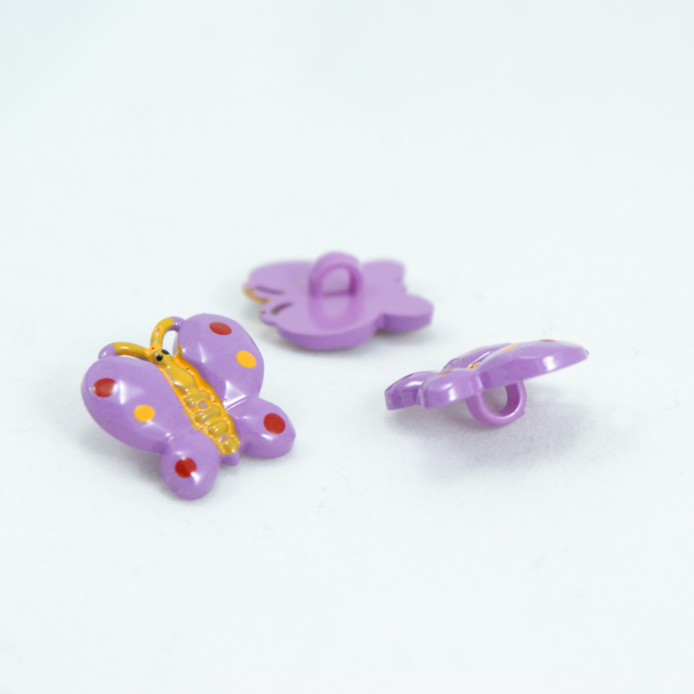 Пуговица детская S-352 Бабочка сиреневая 15,3мм, шт. Пуговица Детская