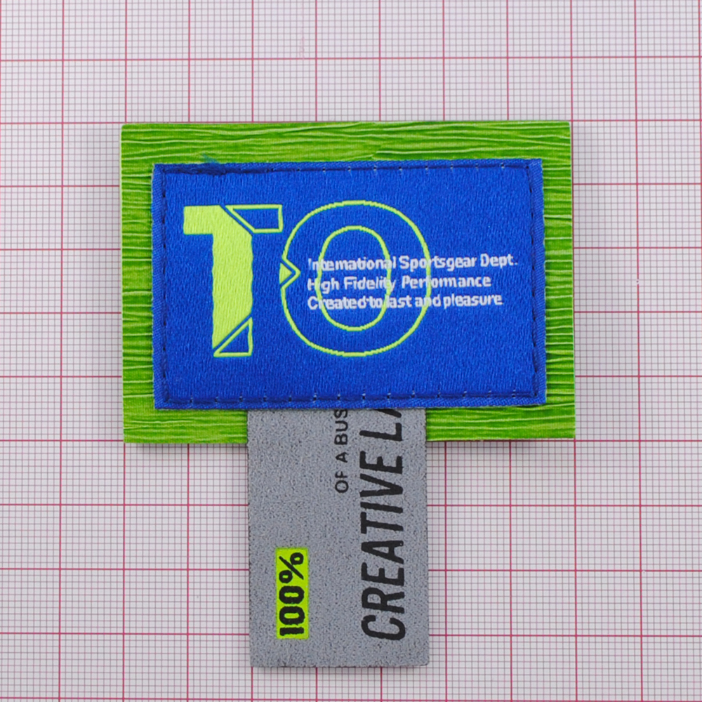 Лейба ткань и к/з ТО creative, 7*5см (флажок 3,5см), зел., сер., син., шт. Лейба Ткань