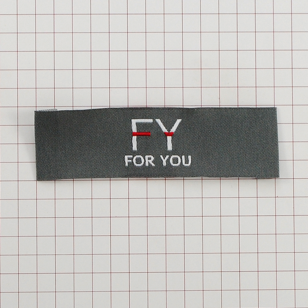 Этикетка тканевая вышитая шт. For You 70*20мм серый, шт. Вышивка / этикетка тканевая