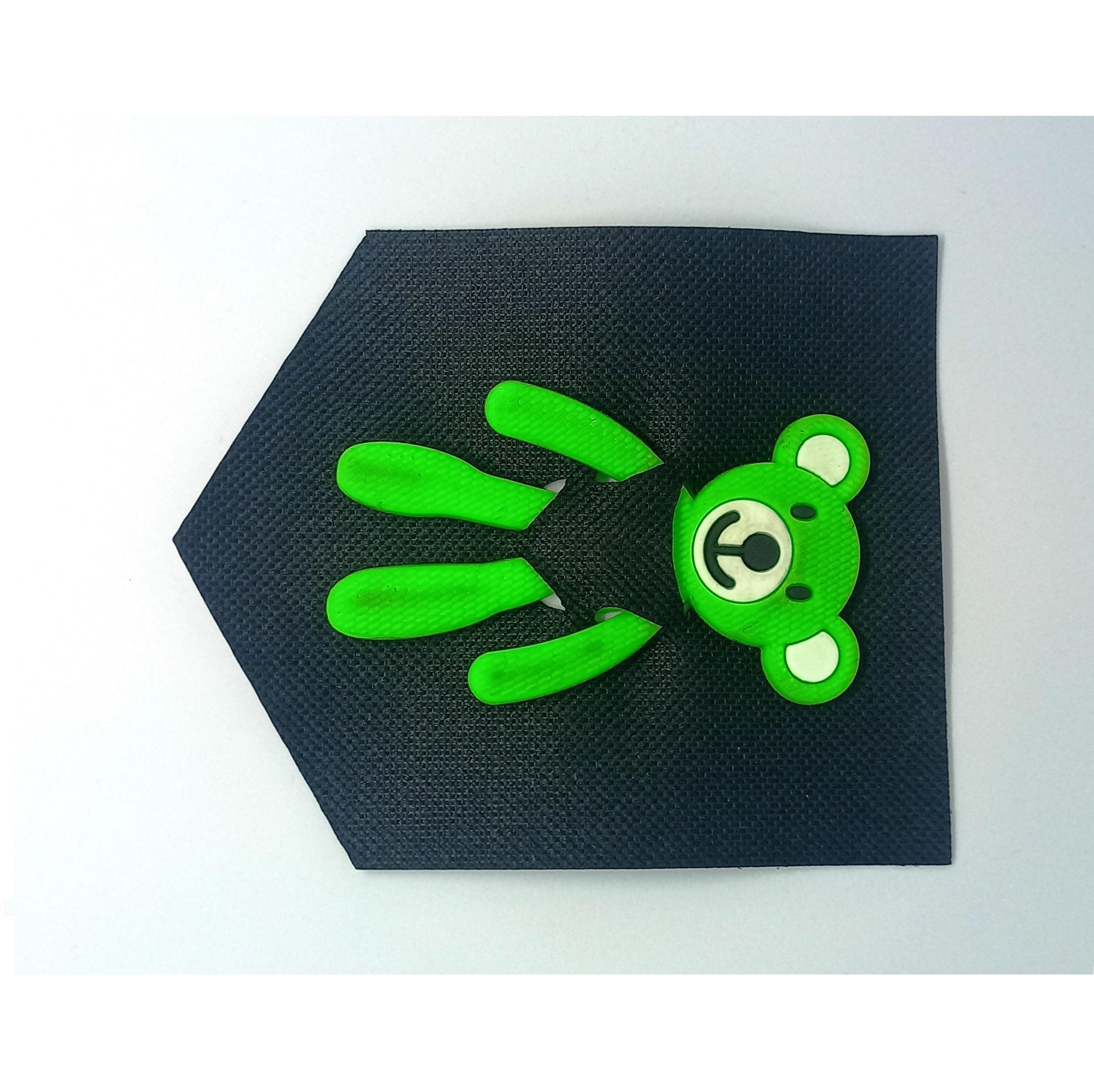 Лейба ткань и резина Мишка в кармане, 8,8*10,5см, черный, саталовый, шт. Лейба Ткань